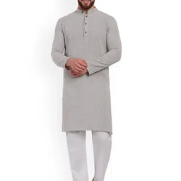 Enciger Band Collar Straight Kurta with Trouser image 1
