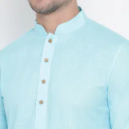 VASTRAMAY Men Blue Kurta with Pyjamas image 3