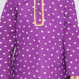 KID1 Boys Bandhani Printed Regular Pure Cotton Kurta With Pyjamas image 4