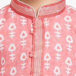 BAESD Boys Ethnic Motifs Printed Mandarin Collar Straight Kurta with Pyjamas image 4