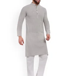 Enciger Band Collar Straight Kurta with Trouser image 2