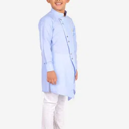 Pro-Ethic STYLE DEVELOPER Boys Blue Angrakha Kurta with Churidar image 3