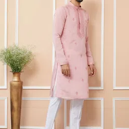 See Designs Men Floral Embroidered Regular Kurta with Pyjamas image 3