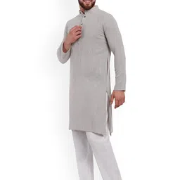 Enciger Band Collar Straight Kurta with Trouser image 3