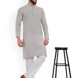 Enciger Band Collar Straight Kurta with Trouser image 5