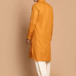 VASTRAMAY Men Rust Brown & Cream-Coloured Kurta with Patiala image 4