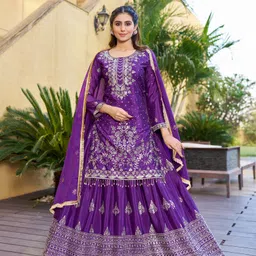 skyliner ROHITA Embroidered Anarkali Kurta, Bottom & Dupatta Set image 5