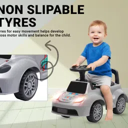odelee Manual Push Stylish Ride On Car With Music & Lights Beetle Car For Kids Tricycle image 3
