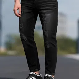 glossy Men Slim Mid Rise Grey Jeans image 1