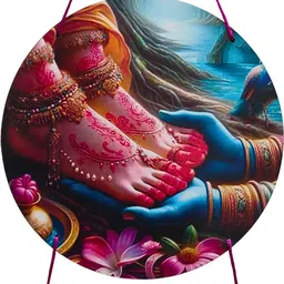 omisone Decorative Radha Krishna Charan Wall Hanging, Traditional Religious Art-picture-30