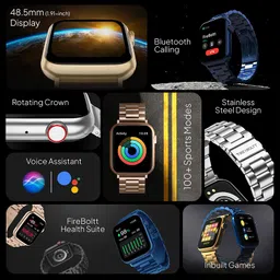 Fire-Boltt Lumos 48.5mm (1.91 inch) Display, BT Call, Steel Design, 100+ Sports Modes Smartwatch image 3