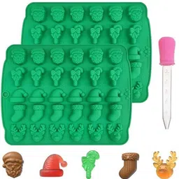 hussaini mart Silicone Chocolate Mould Skytail 30-Cavity Christmas Mini Candy Mold with 1 Dropper Chocolate Mold Santa Reindeer Cane Shape Gummy Gifts Cookie Biscuit Christmas Party Treats Cake Cupcake Decoration Ice Cube Jelly Wax Melts-picture-13