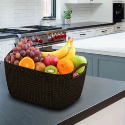 kuber industries Plastic Q-6 Multiuses Designer Unbreakable Plastic Storage Basket (Brown) Storage Basket-picture-28