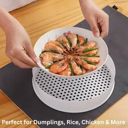 hian Microwave Food Container with Lid, Steam Vent, For Reheating, Storage & Serving, 9 inch Lid, Pack of 1 image 4