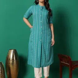 wradah Women Striped Cotton Blend Straight Kurta-picture-16
