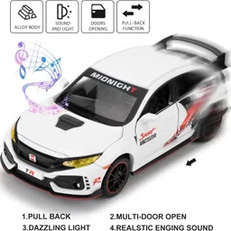 pezyox 1/32 for Honda Civic Type-R Pull Back Toy Car with Light and Sound for kids image 5