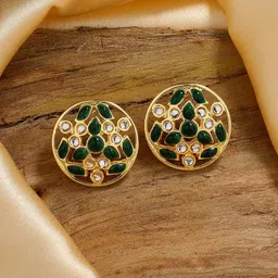 Estele Gold-Plated Circular Studs Earrings-image-69