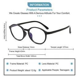 SYGA Kids Full Rim Computer Glass Round Frames image 5