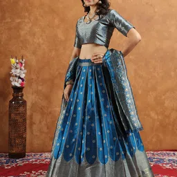 kv fashion Embroidered Semi Stitched Lehenga Choli image 3