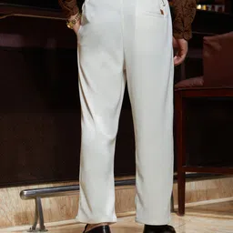 campus sutra Men Regular Fit White Polyester Trousers image 3