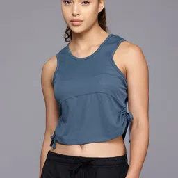 hrx by hrithik roshan Women Solid Round Neck Polyester Green T-Shirt image 3