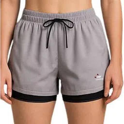 house of fusion Solid Women Grey, Black Sports Shorts-picture-40