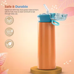 baybee Dreamer Stainless Steel Sipper Water Bottle with Straw for Kids 500ml Bottle image 4