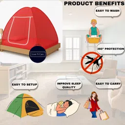 love n care 100% Polyester Portable Pop up Folding Mosquito Net for Double Bed & KING SIZE Polyester Adults Mosquito Net image 3