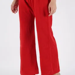 al-hudooms Women Loose Fit Red Wool Trousers image 3