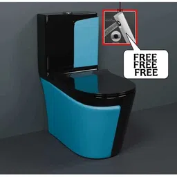 solano Premium Quality C019 Premium Quality Shining Black commode with Blue Matt Finish and Round Flush Western Commode-picture-13