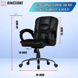 newturn Mario Mid back Work from home/Office/study/desk(WFH)(2 Yrs parts Repl. wrty) Leather Office Adjustable Arm Chair image 4