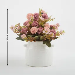 Home Centre Pink Artificial Gloria Flowers In Ceramic Pot image 2