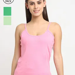 Friskers Women Pack Of 3 Solid Cotton Camisoles-image-55
