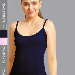 FBAR Pack Of 2 Non-Padded Bio Wash Pure Cotton Camisoles-picture-42