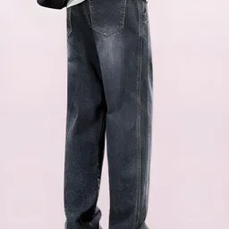 fude pride Men Loose Fit Mid Rise Dark Grey Jeans image 2