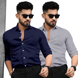 saadiwala Men Regular Fit Solid Cut Away Collar Casual Shirt-picture-12