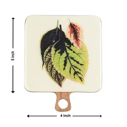 ireka homes White Acacia Wood (Set of 4) Enamel Coasters image 3