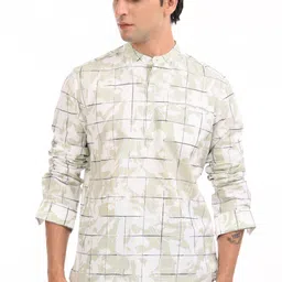 estilocus Men Checkered Cotton Blend Straight Kurta-picture-20
