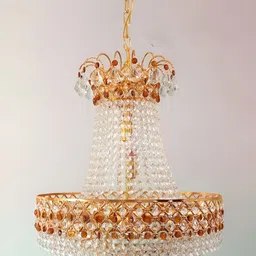 SHRI MAHAL ANTIQUES White Crystal Jhumar Ceiling Lamp-image-72