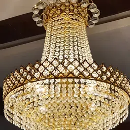 SHRI MAHAL ANTIQUES Gold Toned Crystal Jhumar Ceiling Lamp-image-69
