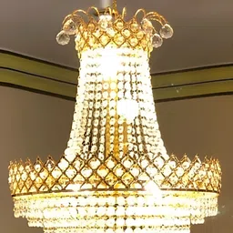 SHRI MAHAL ANTIQUES Gold Toned Crystal Jhumar Ceiling Lamp-image-61