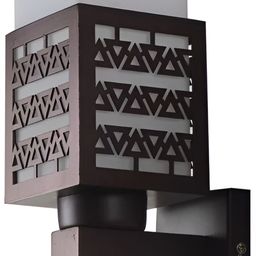 Areezo Brown Textured Wooden Square Shaped Wall Lamp-picture-44