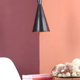 ELIANTE Black Bell Shaped Contemporary Iron Ceiling Lamp With Adjustable Cord image 2