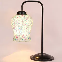 Devansh Blue & Black Mosaic Glass Iron Table Lamp image 5