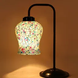 Devansh Blue & Black Mosaic Glass Iron Table Lamp image 3