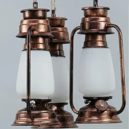 Devansh Set of 3 Copper Antique Cluster Lantern Milky Glass Hanging Lamp image 5