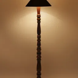 Devansh Black Cotton & Wooden Floor Lamp image 2