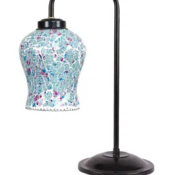 Devansh Blue & Black Mosaic Glass Iron Table Lamp image 4