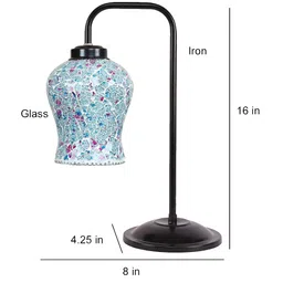 Devansh Blue & Black Mosaic Glass Iron Table Lamp image 2