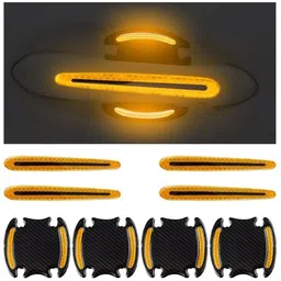 8PCS Yellow Door Bowl Protectors Car Reflective Scratch Guard Stickers Car Reflector Light-image-92